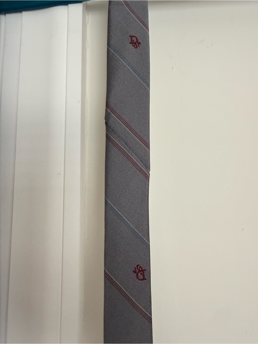 Dior Charcoal Gray Embroidered Tie with Subtle Pattern - Picture 5 of 10
